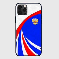 Чехол iPhone 12 Pro Max Герб России - цвета флага