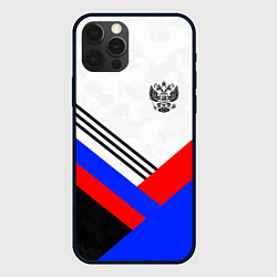 Чехол для iPhone 12 Pro Max Герб России - минимализм, цвет: 3D-черный