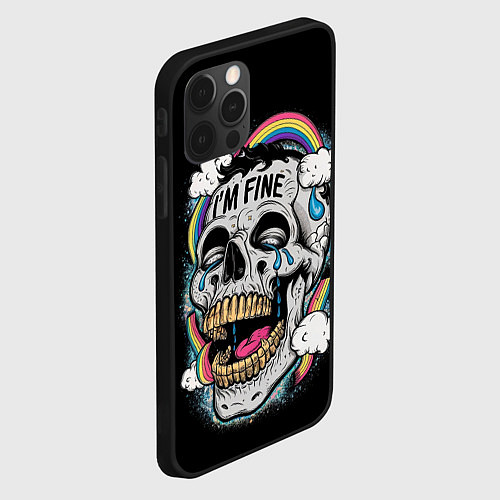 Чехол iPhone 12 Pro Max Skull and rainbow - im fine / 3D-Черный – фото 2
