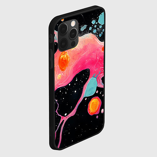 Чехол iPhone 12 Pro Max Розовая текстура в черном / 3D-Черный – фото 2