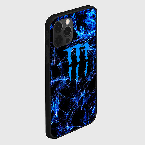 Чехол iPhone 12 Pro Max Monster energy искры дымы / 3D-Черный – фото 2