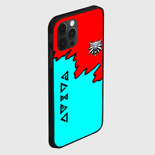 Чехол iPhone 12 Pro Max Ведьмак краски логотип / 3D-Черный – фото 2