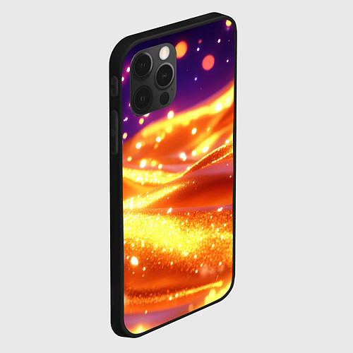 Чехол iPhone 12 Pro Max Золотая волнистая текстура / 3D-Черный – фото 2