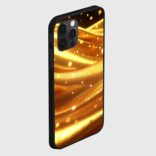 Чехол iPhone 12 Pro Max Золотая ткань с блестками / 3D-Черный – фото 2