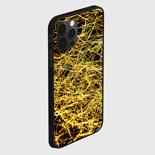 Чехол iPhone 12 Pro Max Золотое плетение на черном / 3D-Черный – фото 2