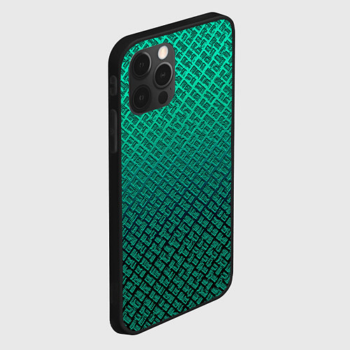 Чехол iPhone 12 Pro Max Градиент текстурный бирюзовый с затемнением / 3D-Черный – фото 2