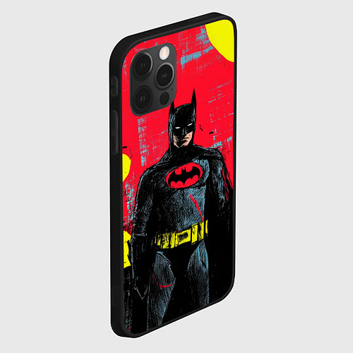 Чехол iPhone 12 Pro Max Бэтмен красками / 3D-Черный – фото 2