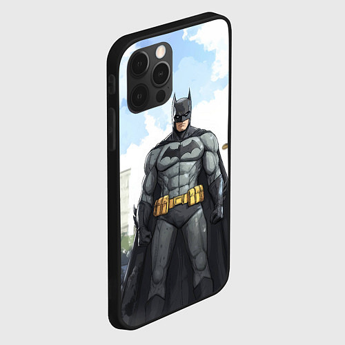 Чехол iPhone 12 Pro Max Бэтмен стоит на улице / 3D-Черный – фото 2