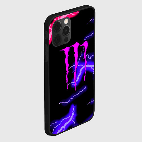 Чехол iPhone 12 Pro Max Monster energy неоновый шторм / 3D-Черный – фото 2