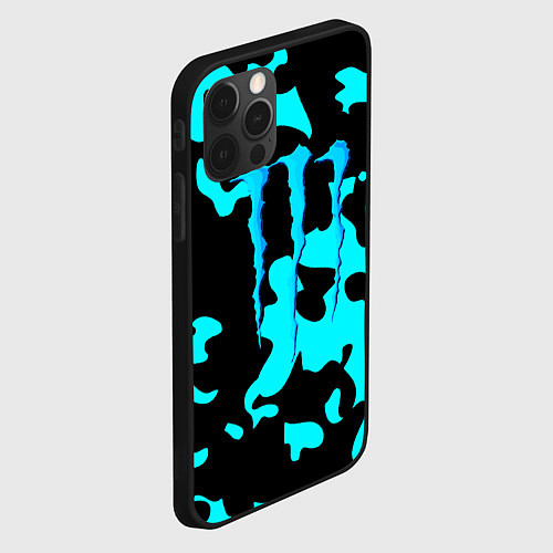 Чехол iPhone 12 Pro Max Monster energy камуфляж голубой / 3D-Черный – фото 2