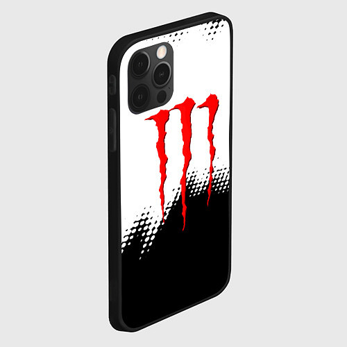 Чехол iPhone 12 Pro Max Monster energy чёрно белые краски / 3D-Черный – фото 2