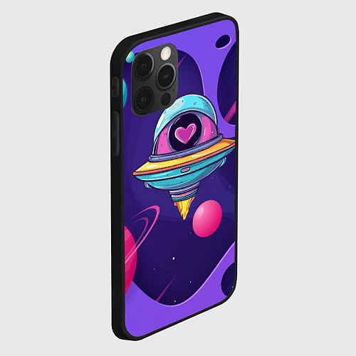 Чехол iPhone 12 Pro Max Летающая тарелка с сердцем / 3D-Черный – фото 2