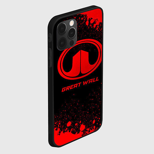 Чехол iPhone 12 Pro Max Great Wall - red gradient / 3D-Черный – фото 2