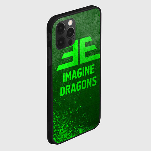Чехол iPhone 12 Pro Max Imagine Dragons - green gradient / 3D-Черный – фото 2