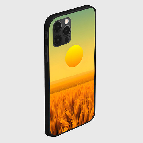 Чехол iPhone 12 Pro Max Закат над пшеничным полем / 3D-Черный – фото 2