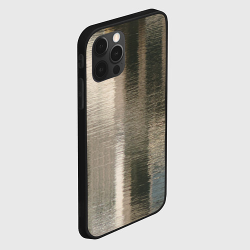 Чехол iPhone 12 Pro Max Размытые серо-бежевые полосы / 3D-Черный – фото 2