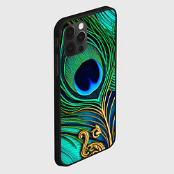 Чехол для iPhone 12 Pro Max Зеленые перья павлина, цвет: 3D-черный — фото 2
