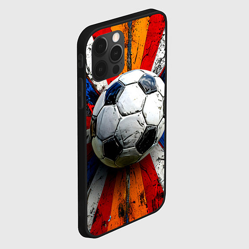 Чехол iPhone 12 Pro Max Футбольный мяч в ярких линиях / 3D-Черный – фото 2