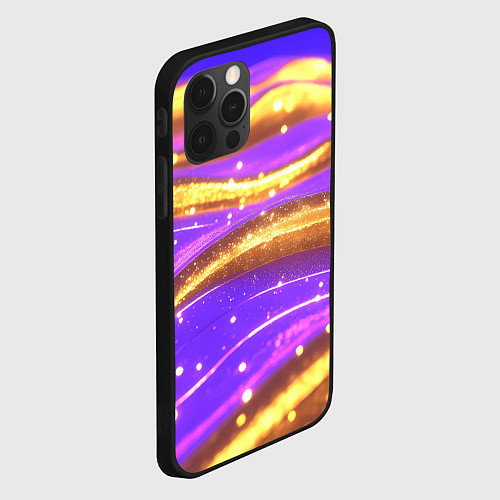 Чехол iPhone 12 Pro Max Блестящая волнистая текстура / 3D-Черный – фото 2