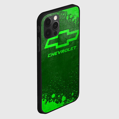 Чехол iPhone 12 Pro Max Chevrolet - green gradient / 3D-Черный – фото 2