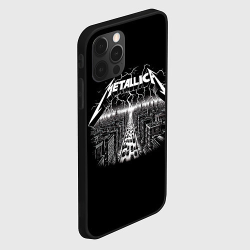 Чехол iPhone 12 Pro Max Metallica - lightnings in metropolis / 3D-Черный – фото 2