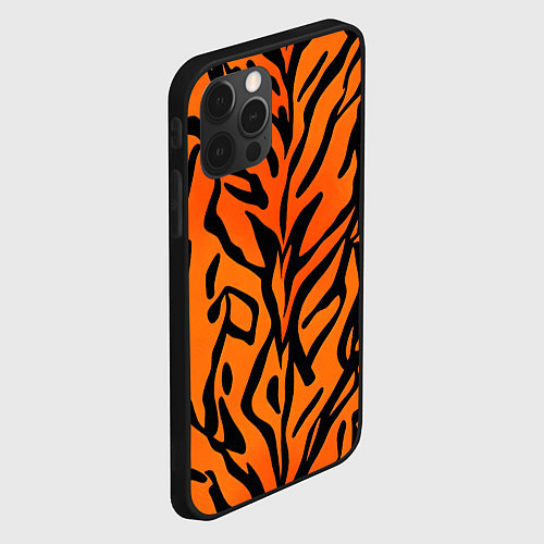 Чехол iPhone 12 Pro Max Тигровый огненный паттерн / 3D-Черный – фото 2