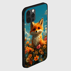 Чехол для iPhone 12 Pro Max Лисица в цветочном поле, цвет: 3D-черный — фото 2