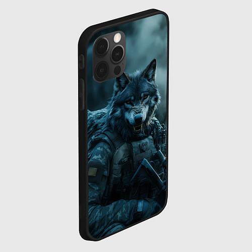 Чехол iPhone 12 Pro Max Волк солдат / 3D-Черный – фото 2