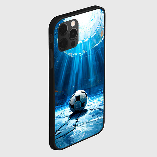 Чехол iPhone 12 Pro Max Футбольный мяч в синем / 3D-Черный – фото 2
