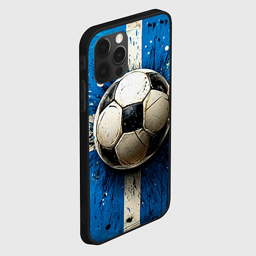 Чехол iPhone 12 Pro Max Футбольный мяч на синем / 3D-Черный – фото 2