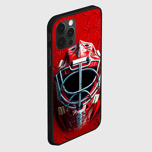 Чехол iPhone 12 Pro Max Маска голкипера на красном / 3D-Черный – фото 2