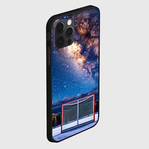 Чехол iPhone 12 Pro Max Хоккейные ворота в ночи / 3D-Черный – фото 2