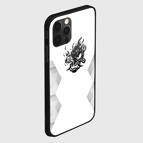 Чехол iPhone 12 Pro Max Cyberpunk 2077 white poly / 3D-Черный – фото 2