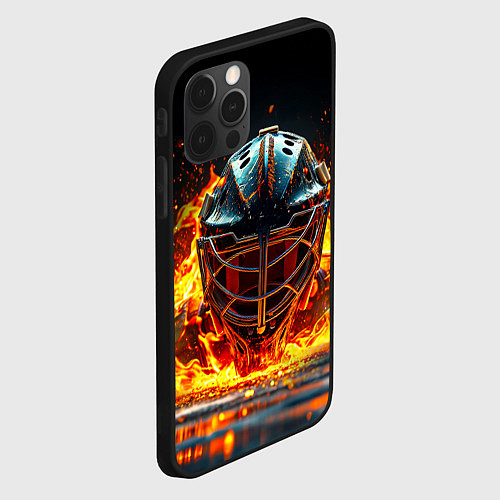Чехол iPhone 12 Pro Max Голкипер в огне / 3D-Черный – фото 2