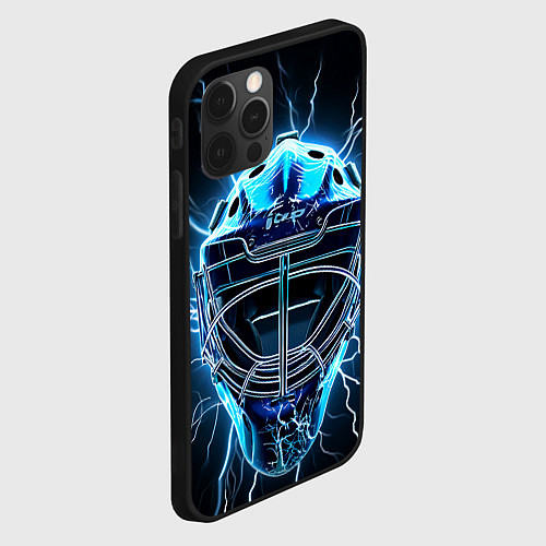 Чехол iPhone 12 Pro Max Маска голкипера в молниях / 3D-Черный – фото 2