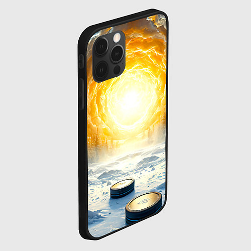 Чехол iPhone 12 Pro Max Шайбы в лесу / 3D-Черный – фото 2
