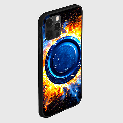 Чехол iPhone 12 Pro Max Шайба в синем пламени / 3D-Черный – фото 2