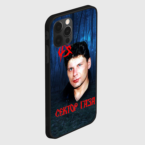 Чехол iPhone 12 Pro Max Юрий Хой синий фон леса / 3D-Черный – фото 2