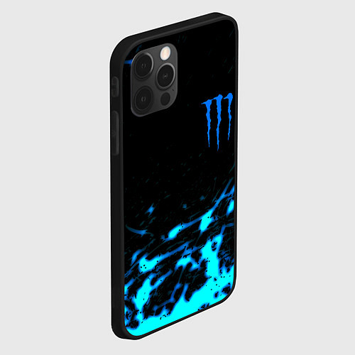 Чехол iPhone 12 Pro Max Monster energy голубые краски / 3D-Черный – фото 2