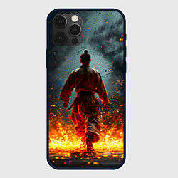 Чехол для iPhone 12 Pro Max Кунг-фу боец в огне, цвет: 3D-черный