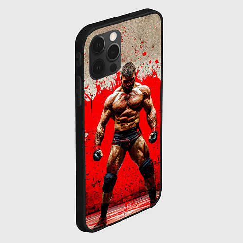 Чехол iPhone 12 Pro Max Реслер на красном / 3D-Черный – фото 2
