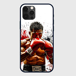 Чехол для iPhone 12 Pro Max Тайский боксер на белом, цвет: 3D-черный