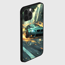 Чехол для iPhone 12 Pro Max Зеленая BMW огонь под колесами, цвет: 3D-черный — фото 2