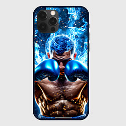 Чехол для iPhone 12 Pro Max Боксер в синем пламени, цвет: 3D-черный