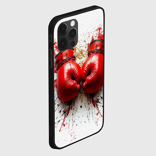 Чехол iPhone 12 Pro Max Красные бойцовские перчатки на белом / 3D-Черный – фото 2