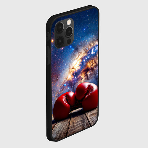 Чехол iPhone 12 Pro Max Боксерские перчатки в космосе / 3D-Черный – фото 2