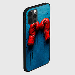 Чехол для iPhone 12 Pro Max Бойцовские перчатки на синем, цвет: 3D-черный — фото 2