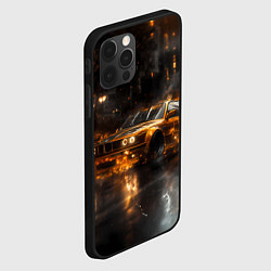 Чехол для iPhone 12 Pro Max Желтый БМВ в огне, цвет: 3D-черный — фото 2