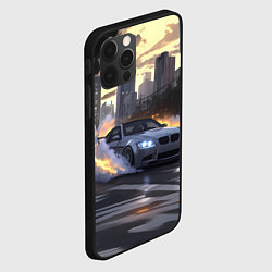 Чехол для iPhone 12 Pro Max БМВ в вечернем городе, цвет: 3D-черный — фото 2