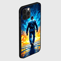 Чехол для iPhone 12 Pro Max Боец джиу-джитсу в синем пламени, цвет: 3D-черный — фото 2